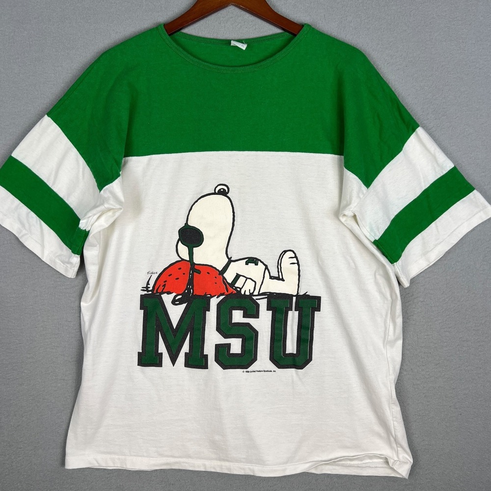 VTG Michgan State Snoopy T Shirt Mens XL 1980s Artex MSU Sparty Peanuts USA
